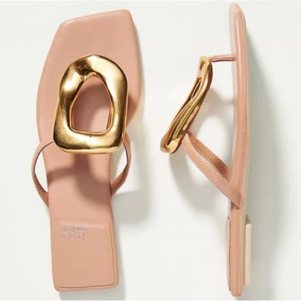 Jeffrey Campbell Linques-2 Sandals in Nude and Gold Size 8.5